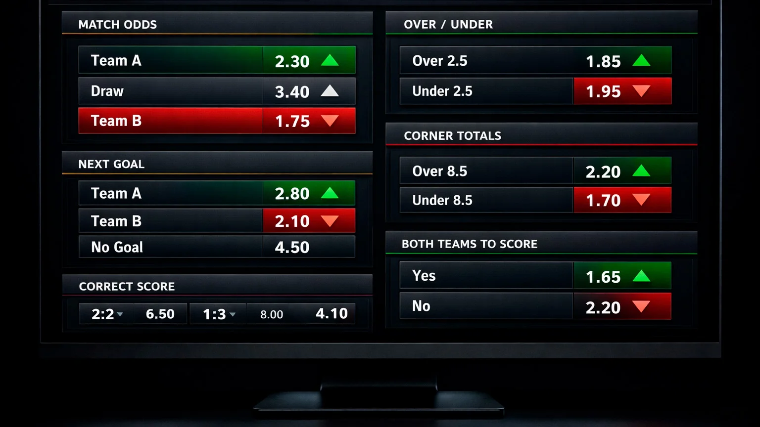 Sportsbook live betting interface showing real-time NFL odds updates