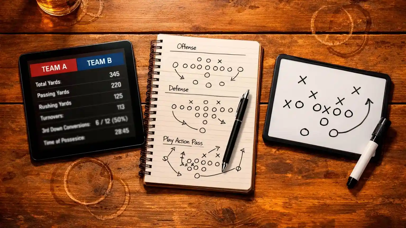Three categories of NFL props showing player team and game prop examples