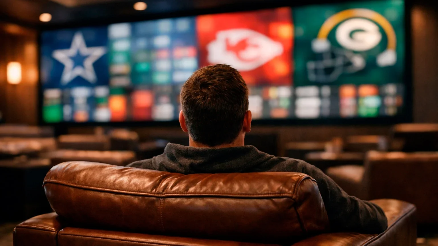 Sportsbook betting board showing NFL spread lines and odds
